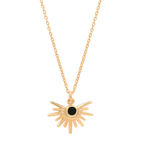 Black CZ Starburst Necklace - - Necklaces - Ofina