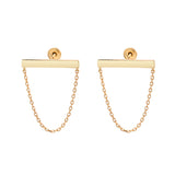 SALE - 10k Solid Gold Thick Bar Chain Studs - - Earrings - Ofina