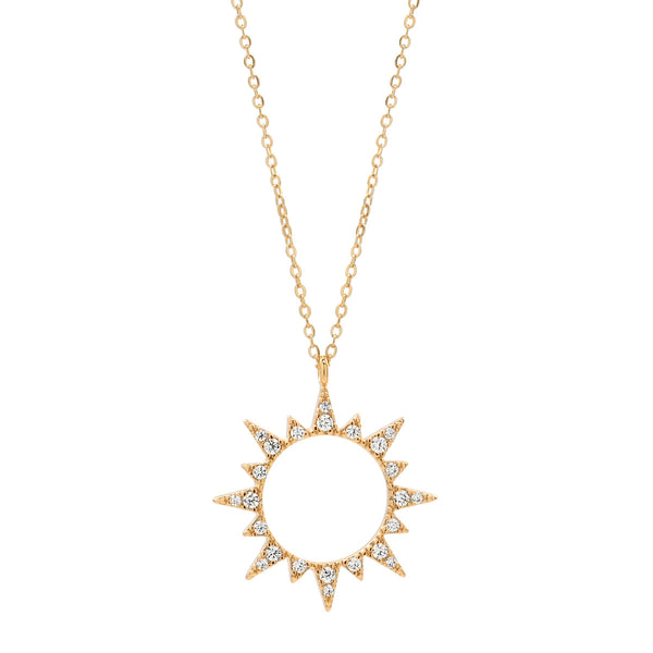 Cutout CZ Sun Necklace - - Necklaces - Ofina
