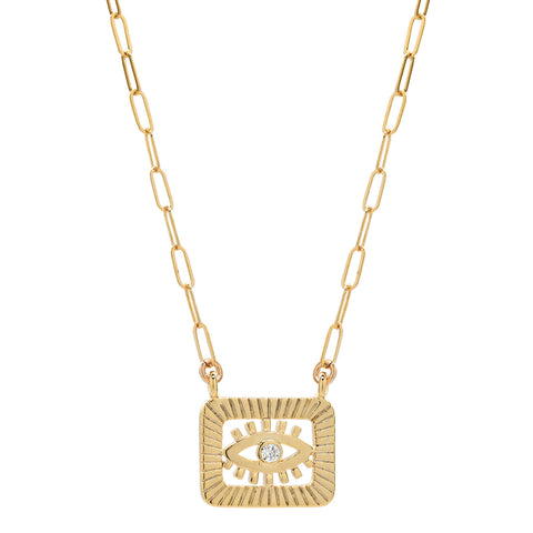 Square CZ Eye Necklace - - Necklaces - Ofina