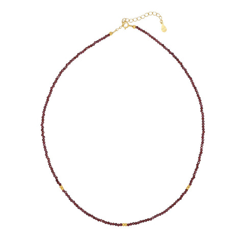 Rhodolite + Gold Mix Choker Necklace - - Necklaces - Ofina