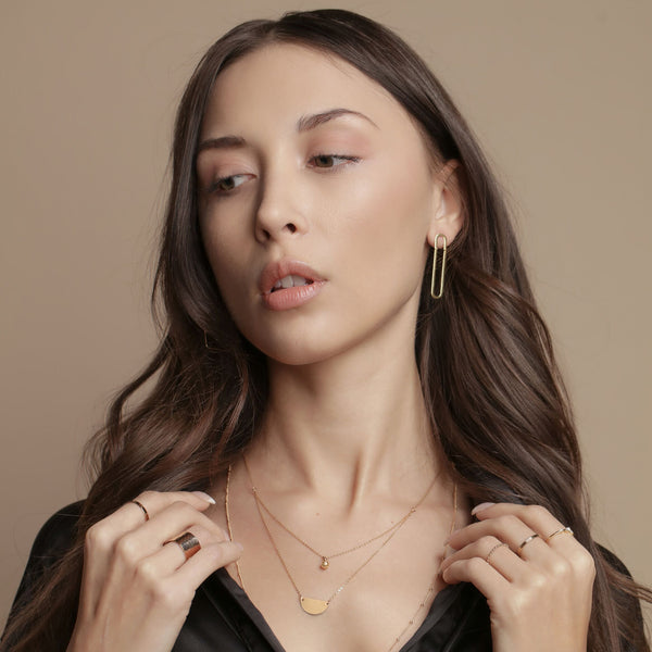 Double Layer Half Circle & Ball Necklace - - Necklaces - Ofina