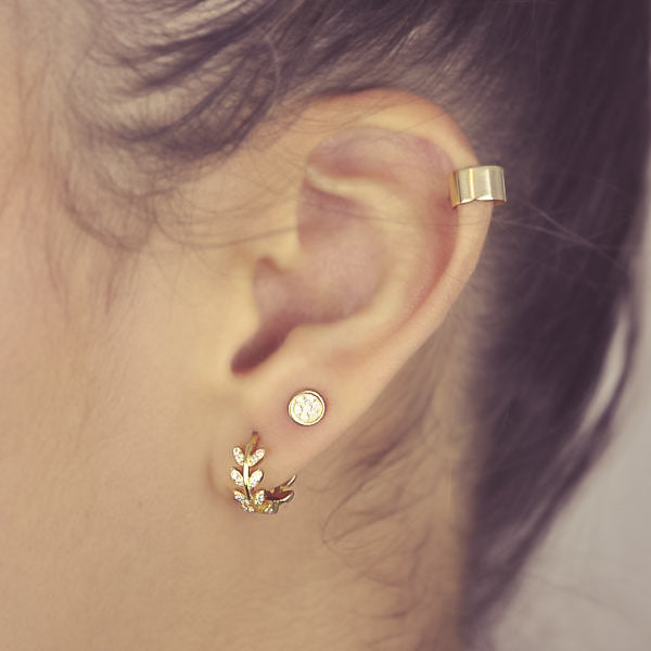 Tiny CZ Circle Pave Studs - - Earrings - Ofina