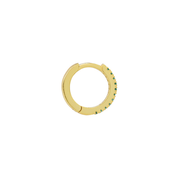 Thin Emerald CZ Huggies - - Earrings - Ofina