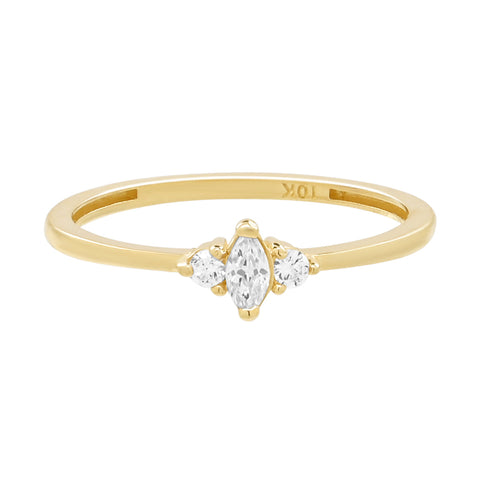 10k Solid Gold Tri-CZ Ring - - Rings - Ofina