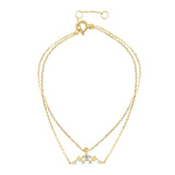 10k Solid Gold Double Chain CZ Cluster Bracelet - - Bracelets - Ofina