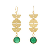 Half Moon Drop Green Onyx Stone Earrings - - Earrings - Ofina