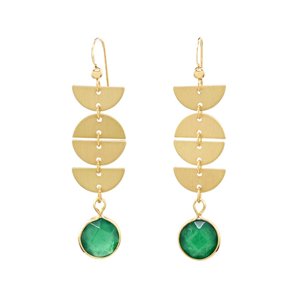 Half Moon Drop Green Onyx Stone Earrings - - Earrings - Ofina