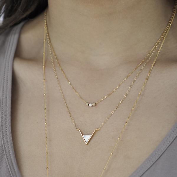 SALE - 3-Tone Stardust Ball Necklace - - Necklaces - Ofina