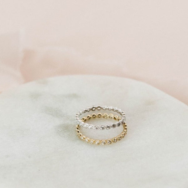 SALE - CZ Scallop Bezel Eternity Ring - - Rings - Ofina