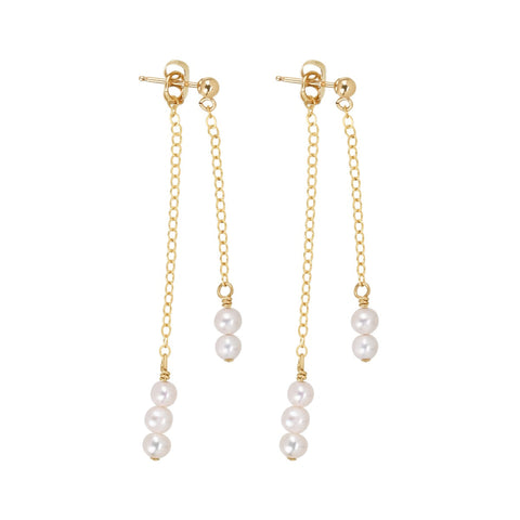 Pearl & Chain Drop Earrings - - Earrings - Ofina