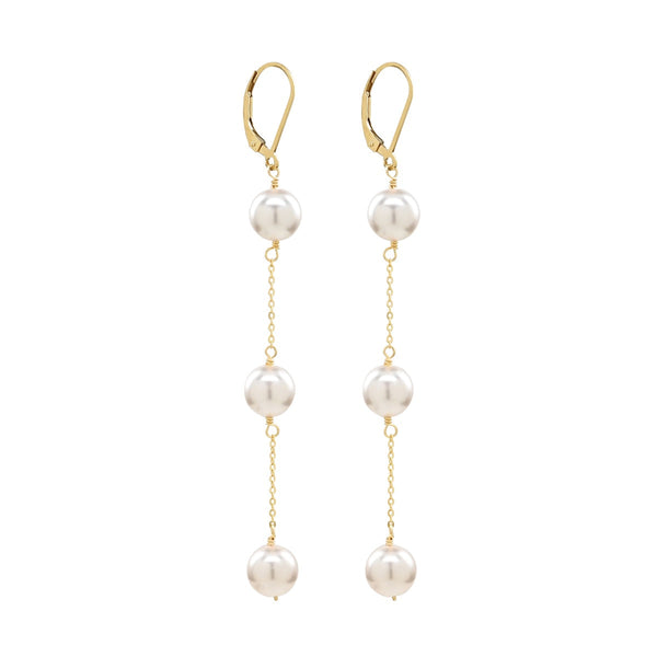 Leverback Pearl Waterfall Earrings - - Earrings - Ofina