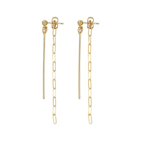 Bar & Chain Drop Earrings - - Earrings - Ofina
