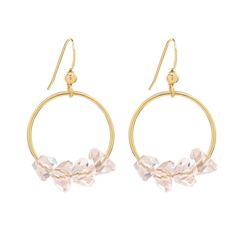 Pink Crystal Circle Earrings - - Earrings - Ofina