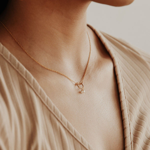 Halo Duo Pearl Necklace - - Necklaces - Ofina