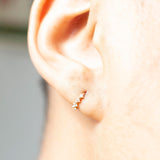 10k Solid Gold Prong CZ Huggie - - Earrings - Ofina