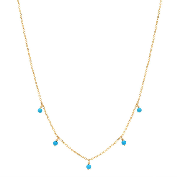 Tiny Turquoise Stone Drop Necklace - - Necklaces - Ofina