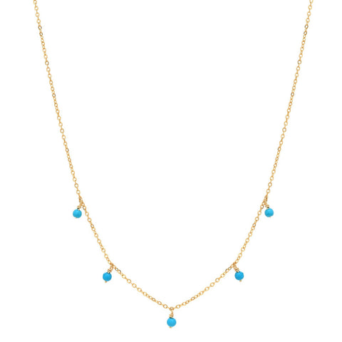Tiny Turquoise Stone Drop Necklace - - Necklaces - Ofina