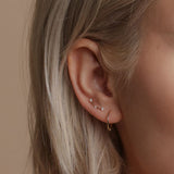 10k Solid Gold Thin Huggies - - Earrings - Ofina