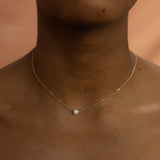 Floating Pearl Necklace on Thin Chain - - Necklaces - Ofina