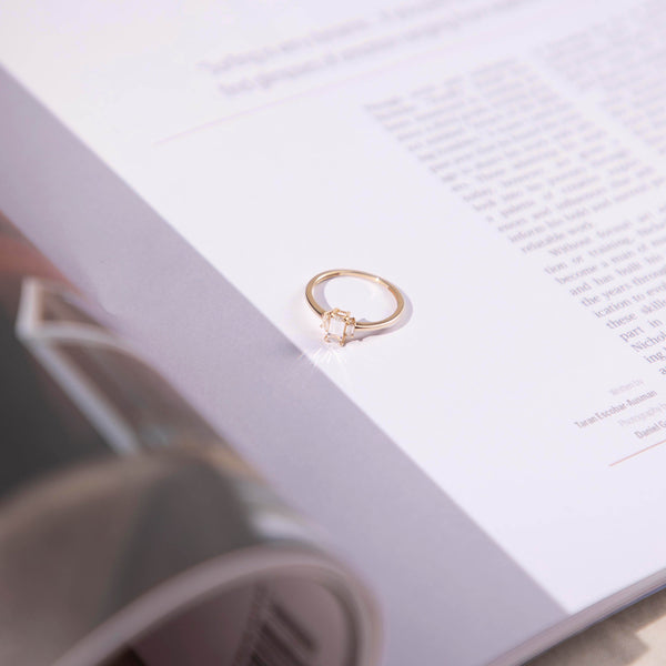 10k Solid Gold CZ Baguette Trapezoid Ring - - Rings - Ofina