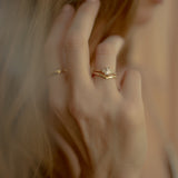 10k Solid Gold CZ Baguette Trapezoid Ring - - Rings - Ofina
