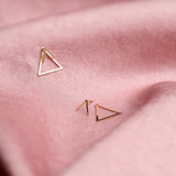 SALE - 10k Solid Gold Chevron Triangle Ear Jacket Studs - - Earrings - Ofina