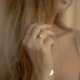 10k Solid Gold Textured & Smooth Chevron Ring - - Rings - Ofina