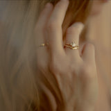 10k Solid Gold Textured & Smooth Chevron Ring - - Rings - Ofina