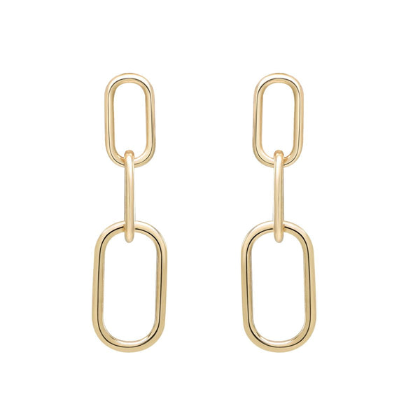 10K Solid Gold Paperclip Drop Studs - - Earrings - Ofina