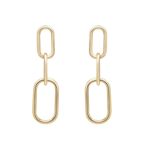 10K Solid Gold Paperclip Drop Studs - - Earrings - Ofina