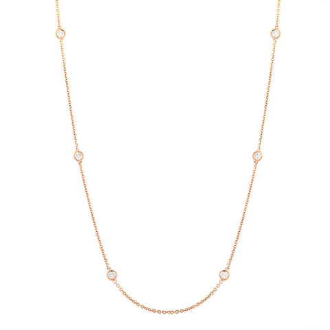 14k Diamond Bezel Chain Necklace - Yellow Gold - Necklaces - Ofina