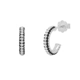 Black CZ Huggie Studs - Silver - Earrings - Ofina