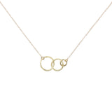 Sideway Triple Interlocking Brushed Circle Necklace - Gold - Necklaces - Ofina