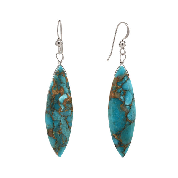 Mojave Turquoise Marquise Earrings - Silver - Earrings - Ofina