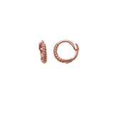10k Solid Gold Twisted Huggie - Rose Gold / 5mm - Sold Individually - Earrings - Ofina