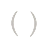Thin Curved Crescent Moon Studs - Silver - Earrings - Ofina