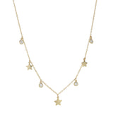 Multi Star and CZ Choker Necklace - Gold - Necklaces - Ofina