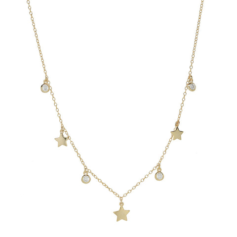 Multi Star and CZ Choker Necklace - Gold - Necklaces - Ofina