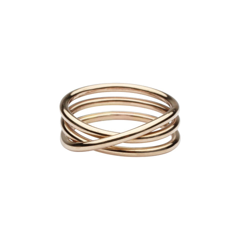 Triple Swirl Band Ring - Gold / 4 - Rings - Ofina
