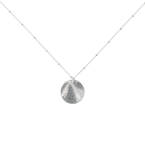 Brushed Disc on Ball Chain Necklace - Silver / Medium Disc - Necklaces - Ofina