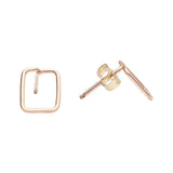 Rectangle Wirewrapped Studs - Rosegold - Earrings - Ofina