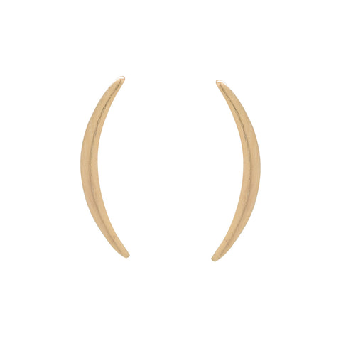Thin Curved Crescent Moon Studs - Gold - Earrings - Ofina