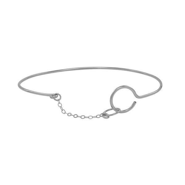 Double Circle with Chain Bracelet - Silver - Bracelets - Ofina