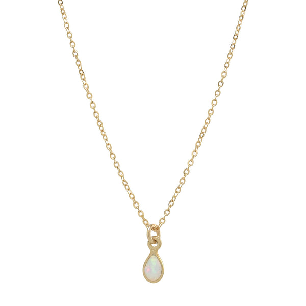 Tiny Elongated Teardrop Opal Necklace -  - Necklaces - Ofina