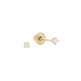 10k Solid Gold CZ Studs - Yellow Gold / 1mm - Earrings - Ofina