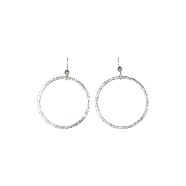 SALE - Brushed Hoop Earring - Silver / Large - Earrings - Ofina