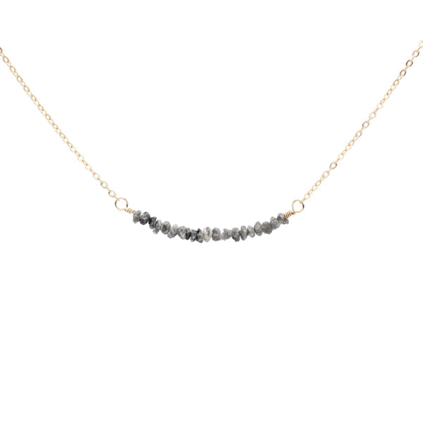 Grey Raw Unpolished Diamond Bar Necklace -  - Necklaces - Ofina