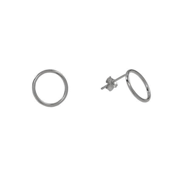 Circle Outline Studs - Silver - Earrings - Ofina