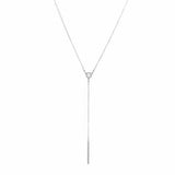 CZ Y-Drop Bar Necklace - Silver - Necklaces - Ofina